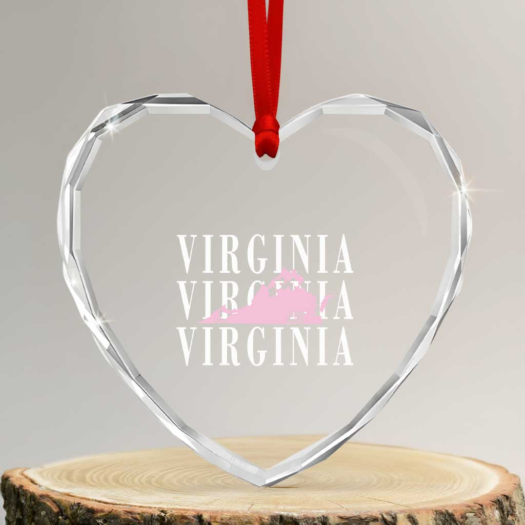 Virginia State Map Heart Crystal Glass Ornament East Coast State Pride Travel Gift