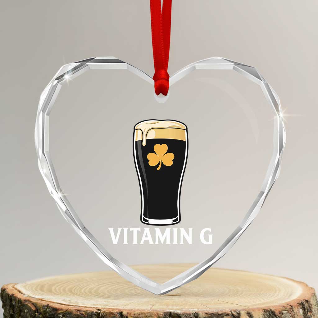 Vitamin G Funny Irish Stout Beer Heart Crystal Glass Ornament St. Patrick’s Day Drinking Humor TS02 Transparent Glass 3'' Heart Print Your Wear