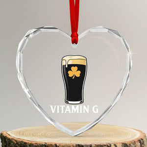 Vitamin G Funny Irish Stout Beer Heart Crystal Glass Ornament St. Patrick’s Day Drinking Humor TS02 Transparent Glass 3'' Heart Print Your Wear