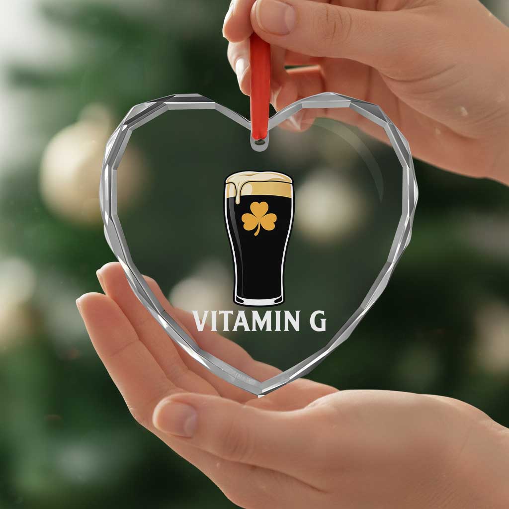 Vitamin G Funny Irish Stout Beer Heart Crystal Glass Ornament St. Patrick’s Day Drinking Humor TS02 Print Your Wear