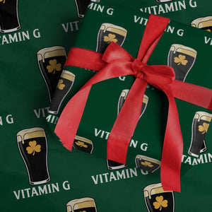 Vitamin G Funny Irish Stout Beer Wrapping Paper Roll St. Patrick’s Day Drinking Humor TS02 Green Print Your Wear