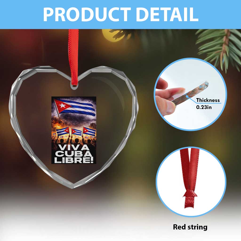 Viva Cuba Libre Heart Crystal Glass Ornament Cuban Freedom Protest TS12 Print Your Wear