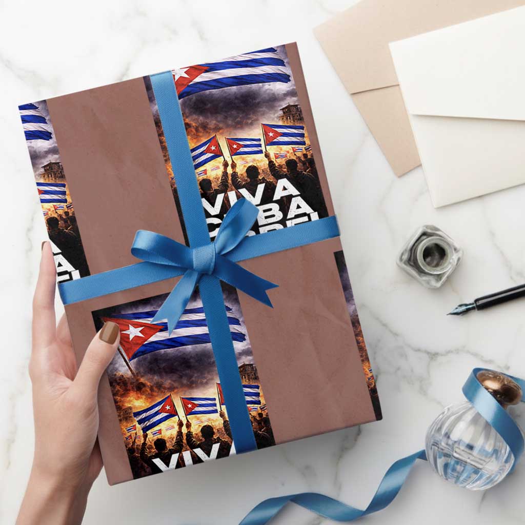 Viva Cuba Libre Wrapping Paper Roll Cuban Freedom Protest TS12 Mocha Print Your Wear