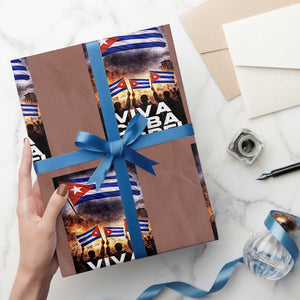 Viva Cuba Libre Wrapping Paper Roll Cuban Freedom Protest TS12 Mocha Print Your Wear