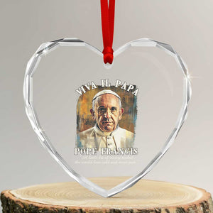 Viva il Papa Pope Francis Heart Crystal Glass Ornament Papa Memorial Tribute TS02 Transparent Glass 3'' Heart Print Your Wear
