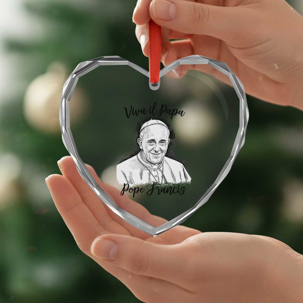 Viva il Papa Pope Francis Heart Crystal Glass Ornament Thank You Papa Catholic Tribute TS02 Print Your Wear