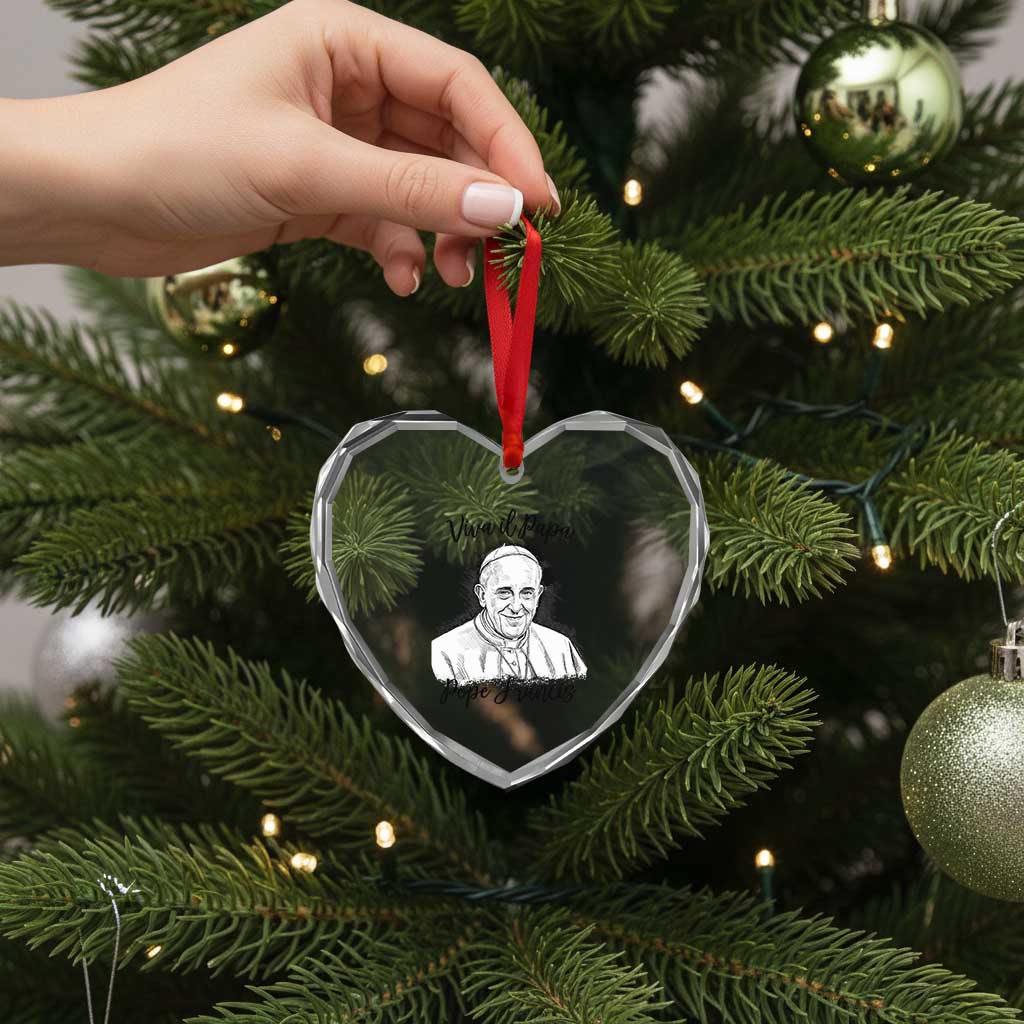 Viva il Papa Pope Francis Heart Crystal Glass Ornament Thank You Papa Catholic Tribute TS02 Print Your Wear