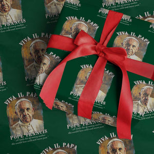 Viva il Papa Pope Francis Wrapping Paper Roll Papa Memorial Tribute TS02 Green Print Your Wear