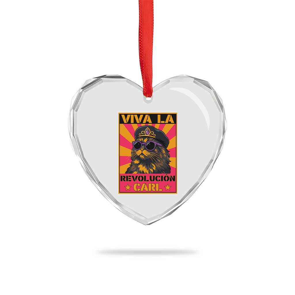 Viva La Revolucion Carl Heart Crystal Glass Ornament Funny Cat Princess Meme TS11 Print Your Wear