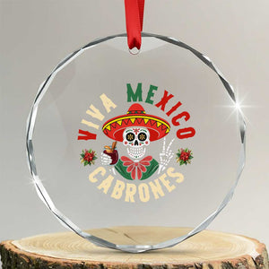 Viva Mexico Cabrones Crystal Glass Ornament Mexican Skull Christmas TS14 Transparent Glass 3'' Circle Print Your Wear