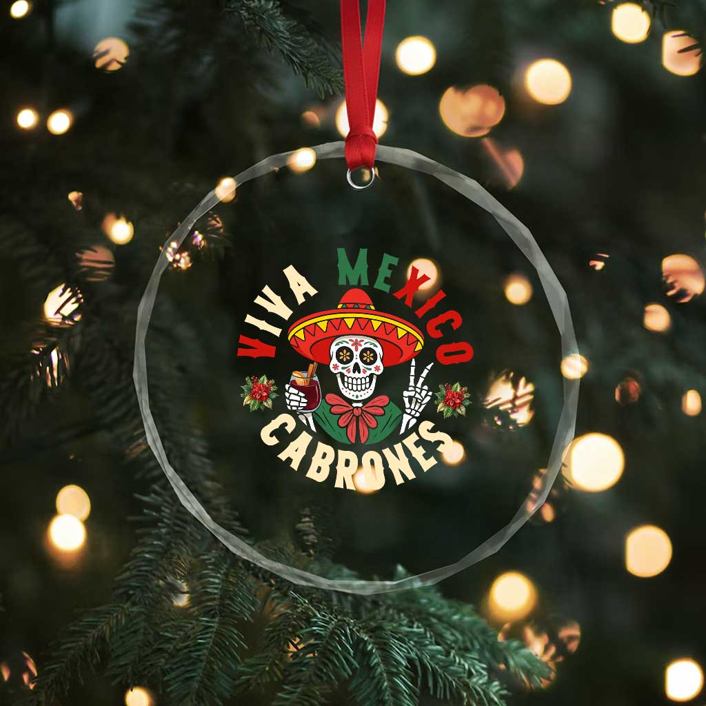 Viva Mexico Cabrones Crystal Glass Ornament Mexican Skull Christmas TS14 Print Your Wear