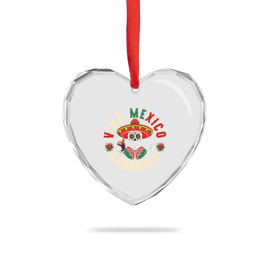 Viva Mexico Cabrones Heart Crystal Glass Ornament Mexican Skull Christmas TS14 Print Your Wear
