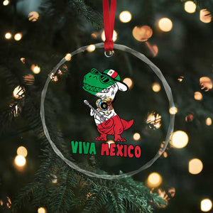 Viva Mexico Crystal Glass Ornament Funny Mexican Dance Dinosaur Hispanic Heritage TS02 Print Your Wear