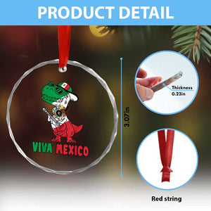 Viva Mexico Crystal Glass Ornament Funny Mexican Dance Dinosaur Hispanic Heritage TS02 Print Your Wear