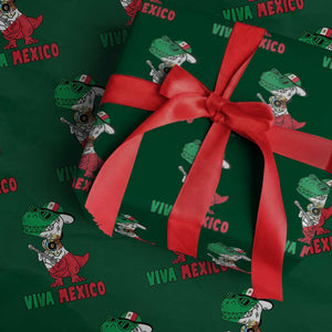 Viva Mexico Wrapping Paper Roll Funny Mexican Dance Dinosaur Hispanic Heritage TS02 Green Print Your Wear