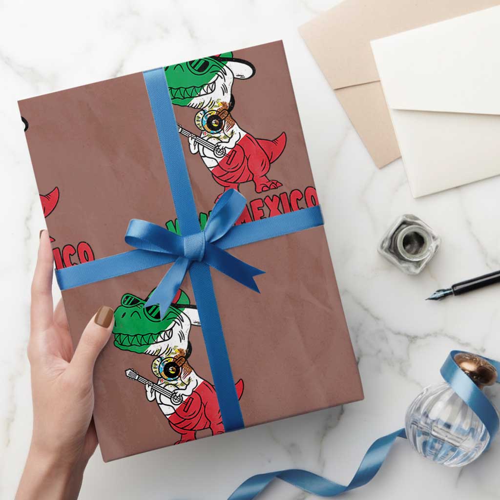 Viva Mexico Wrapping Paper Roll Funny Mexican Dance Dinosaur Hispanic Heritage TS02 Mocha Print Your Wear