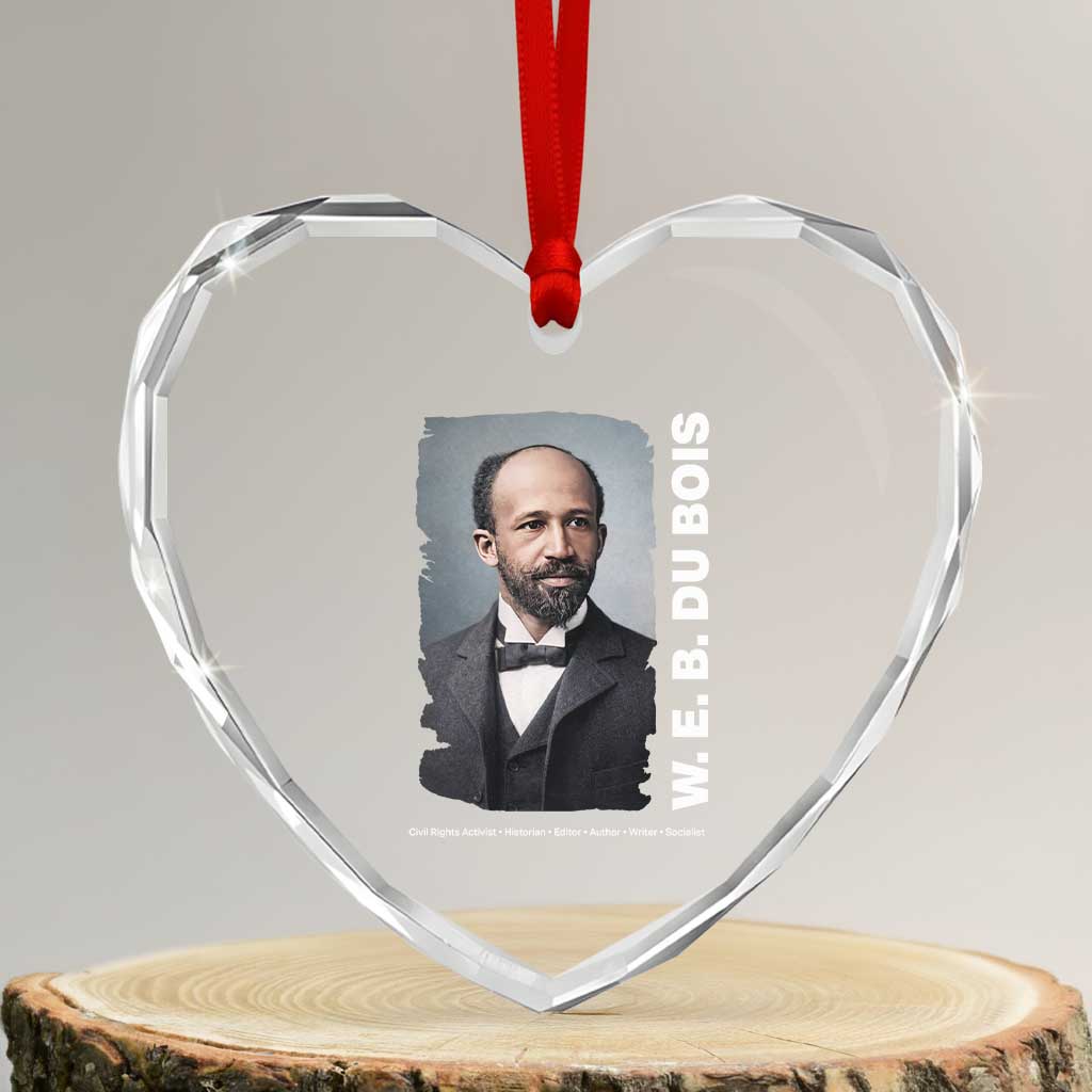 W E B Du Bois Heart Crystal Glass Ornament Black Thought Leader And Intellectual Legacy TS12 Transparent Glass 3'' Heart Print Your Wear