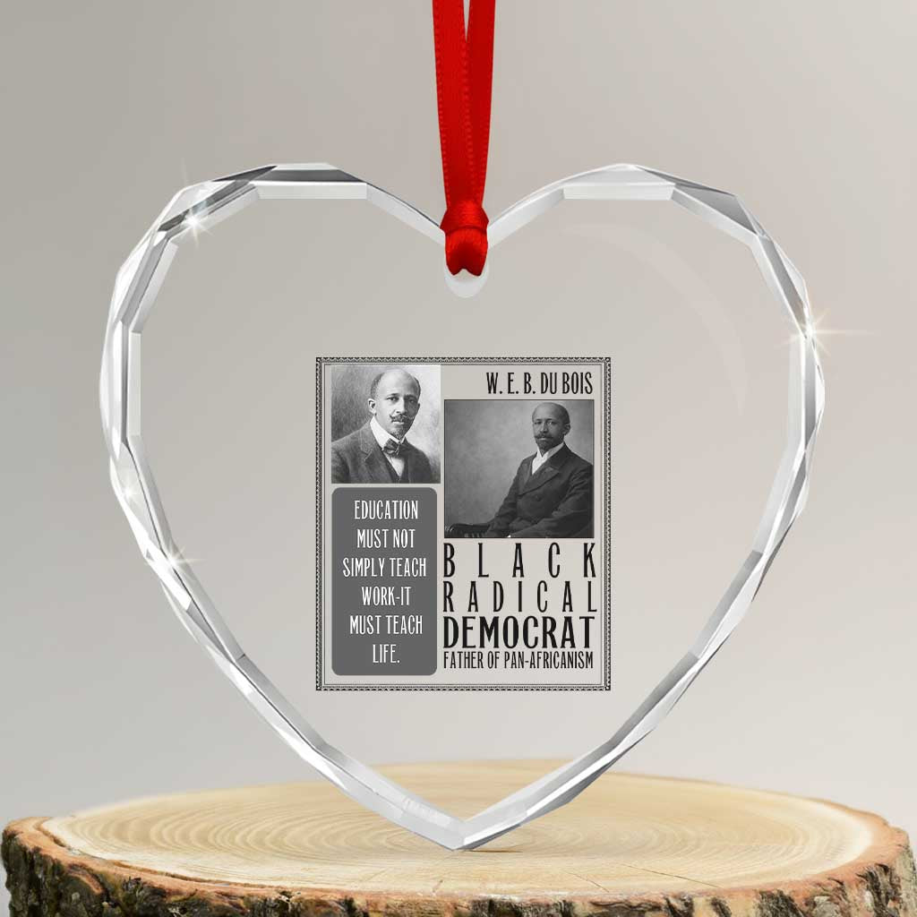W E B Du Bois Heart Crystal Glass Ornament Pan Africanism Intellectual Leader TS12 Transparent Glass 3'' Heart Print Your Wear