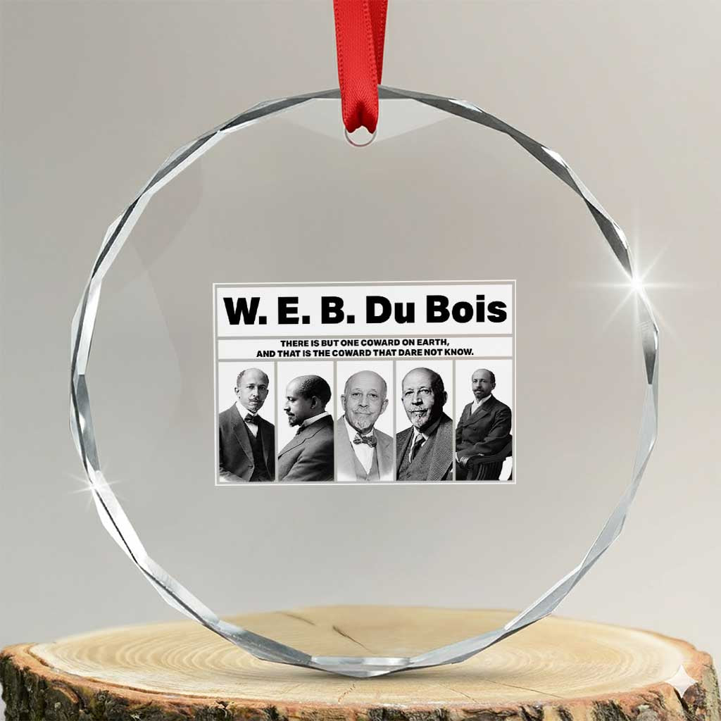W E B Du Bois Quote Crystal Glass Ornament There Is But One Coward On Earth TS12 Transparent Glass 3'' Circle Print Your Wear