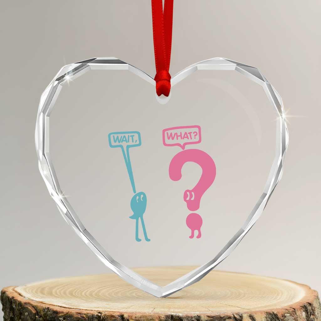 Wait What Grammar English Teacher Heart Crystal Glass Ornament Funny Punctuation Gift