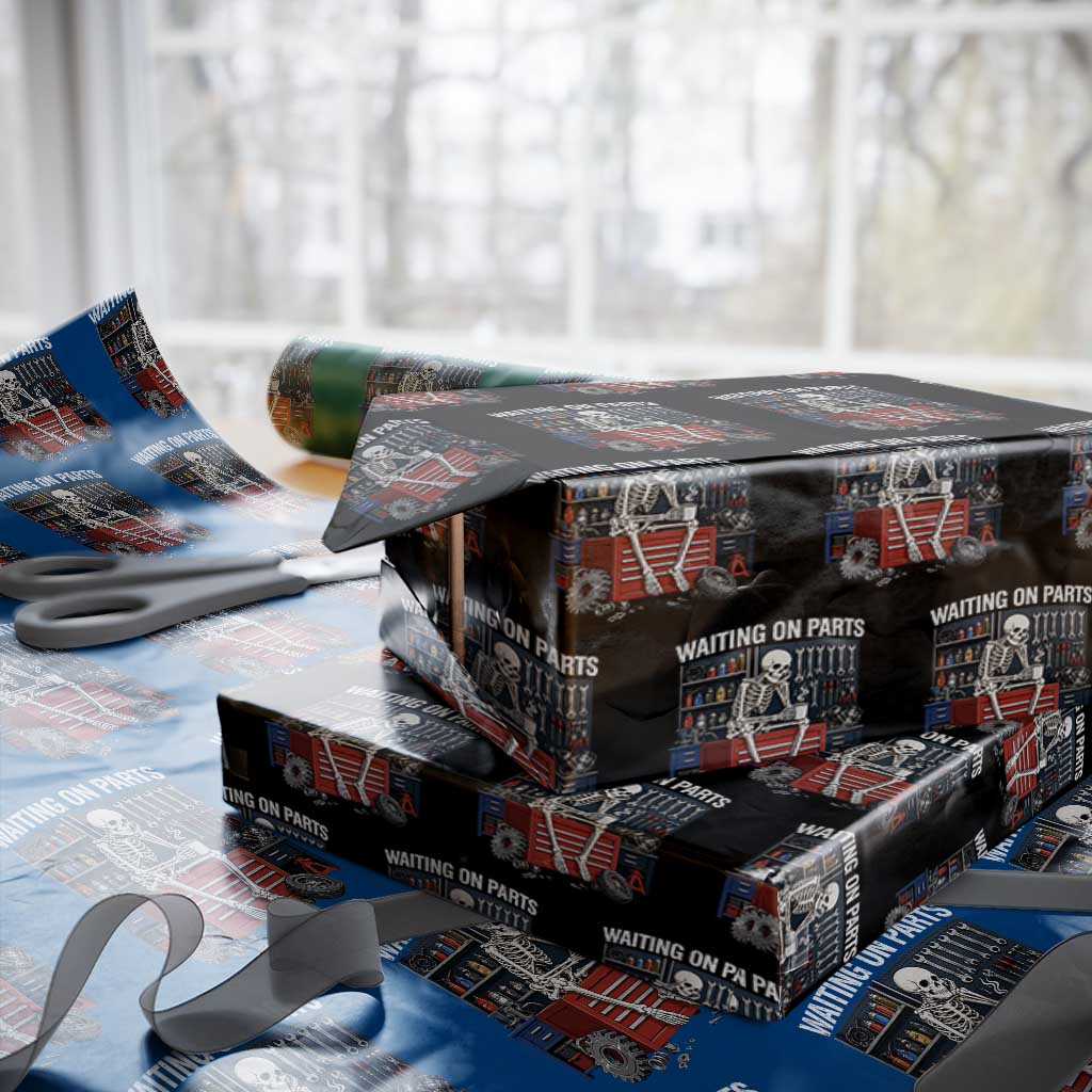 Waiting On Parts Funny Mechanic Wrapping Paper Roll Funny Skeleton Auto Repair Life
