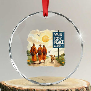 Walk For Peace Aloka the Dog and Monks Crystal Glass Ornament TS02 Transparent Glass 3'' Circle Print Your Wear