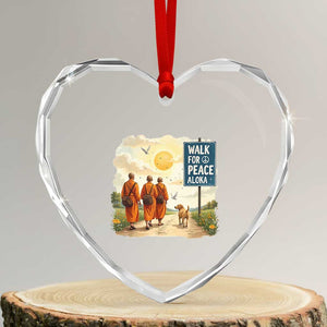 Walk For Peace Aloka the Dog and Monks Heart Crystal Glass Ornament TS02 Transparent Glass 3'' Heart Print Your Wear
