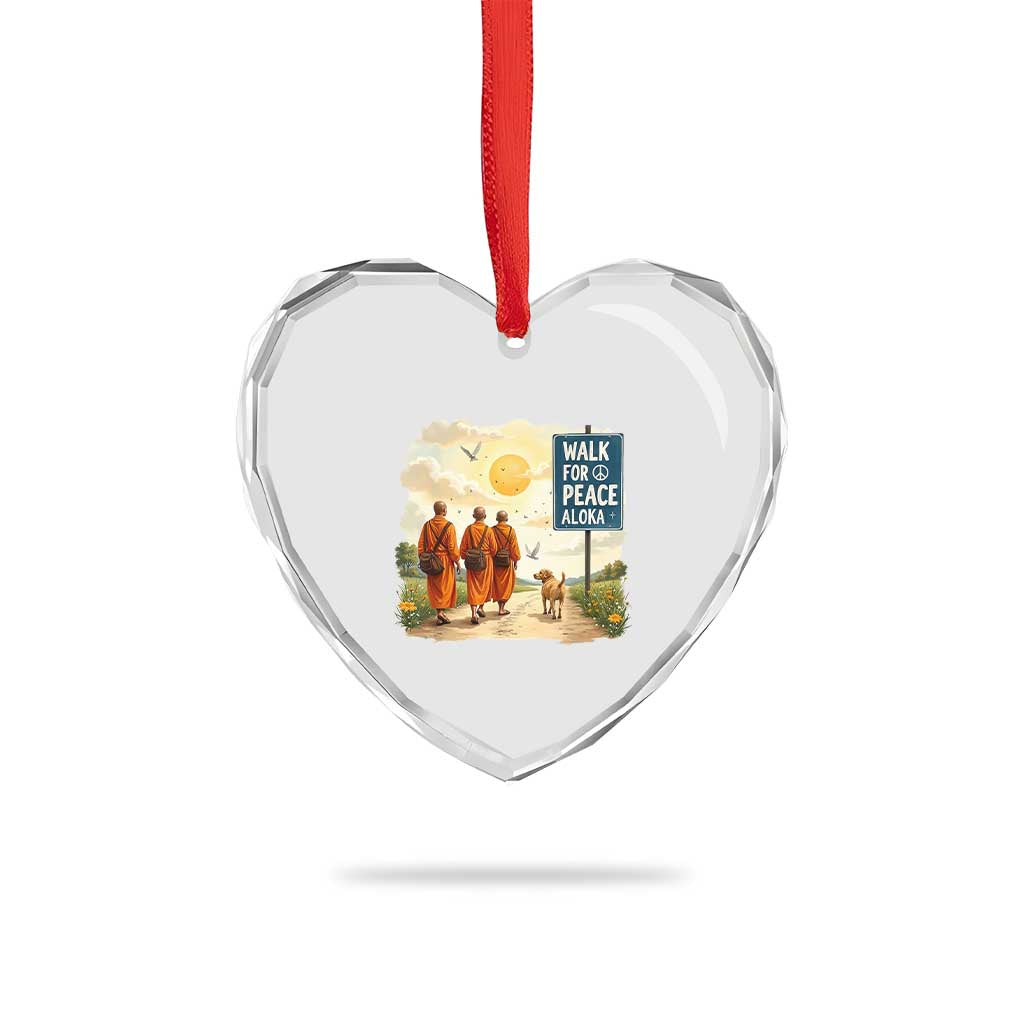 Walk For Peace Aloka the Dog and Monks Heart Crystal Glass Ornament TS02 Print Your Wear