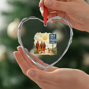 Walk For Peace Aloka the Dog and Monks Heart Crystal Glass Ornament TS02 Print Your Wear