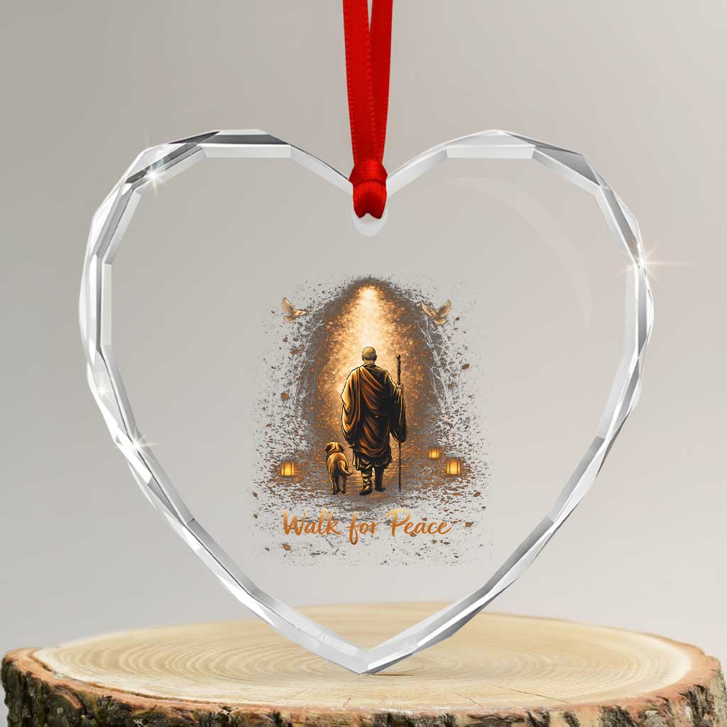 Walk for Peace Lantern Path Heart Crystal Glass Ornament Monk and Aloka the Dog Spiritual Journey TS02 Transparent Glass 3'' Heart Print Your Wear