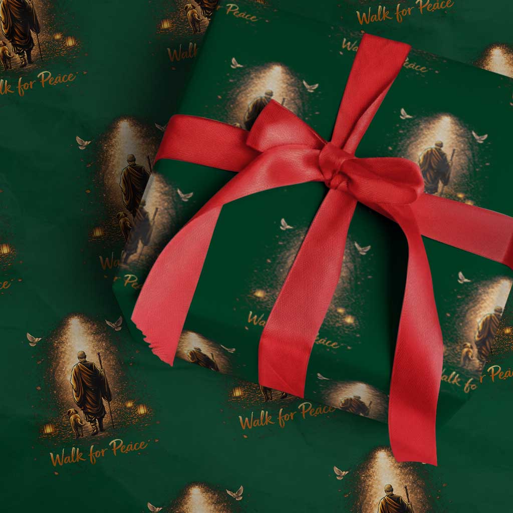 Walk for Peace Lantern Path Wrapping Paper Roll Monk and Aloka the Dog Spiritual Journey TS02 Green Print Your Wear