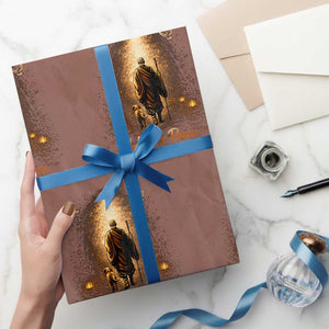 Walk for Peace Lantern Path Wrapping Paper Roll Monk and Aloka the Dog Spiritual Journey TS02 Mocha Print Your Wear