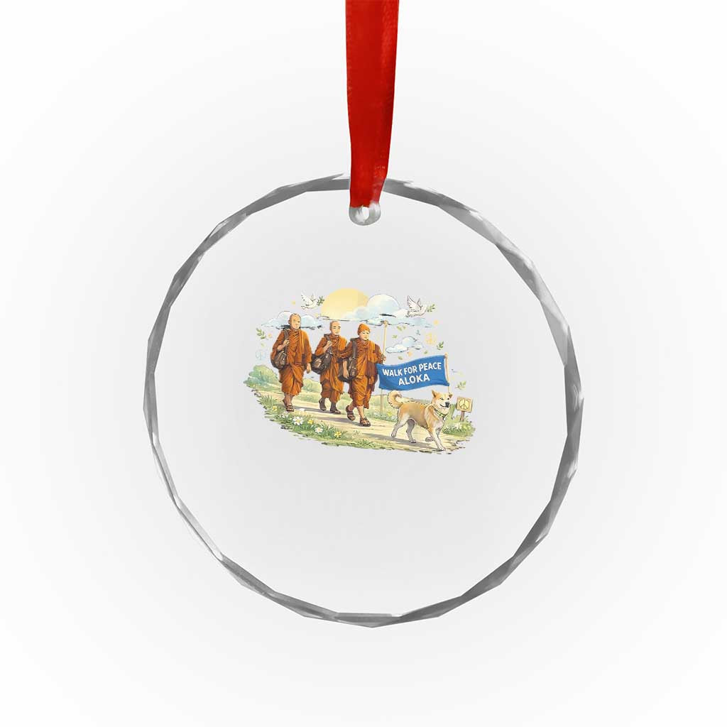 Walk for Peace Monks with Aloka the Dog Crystal Glass Ornament Spiritual Pilgrimage Buddhist Inspired TS02 Print Your Wear