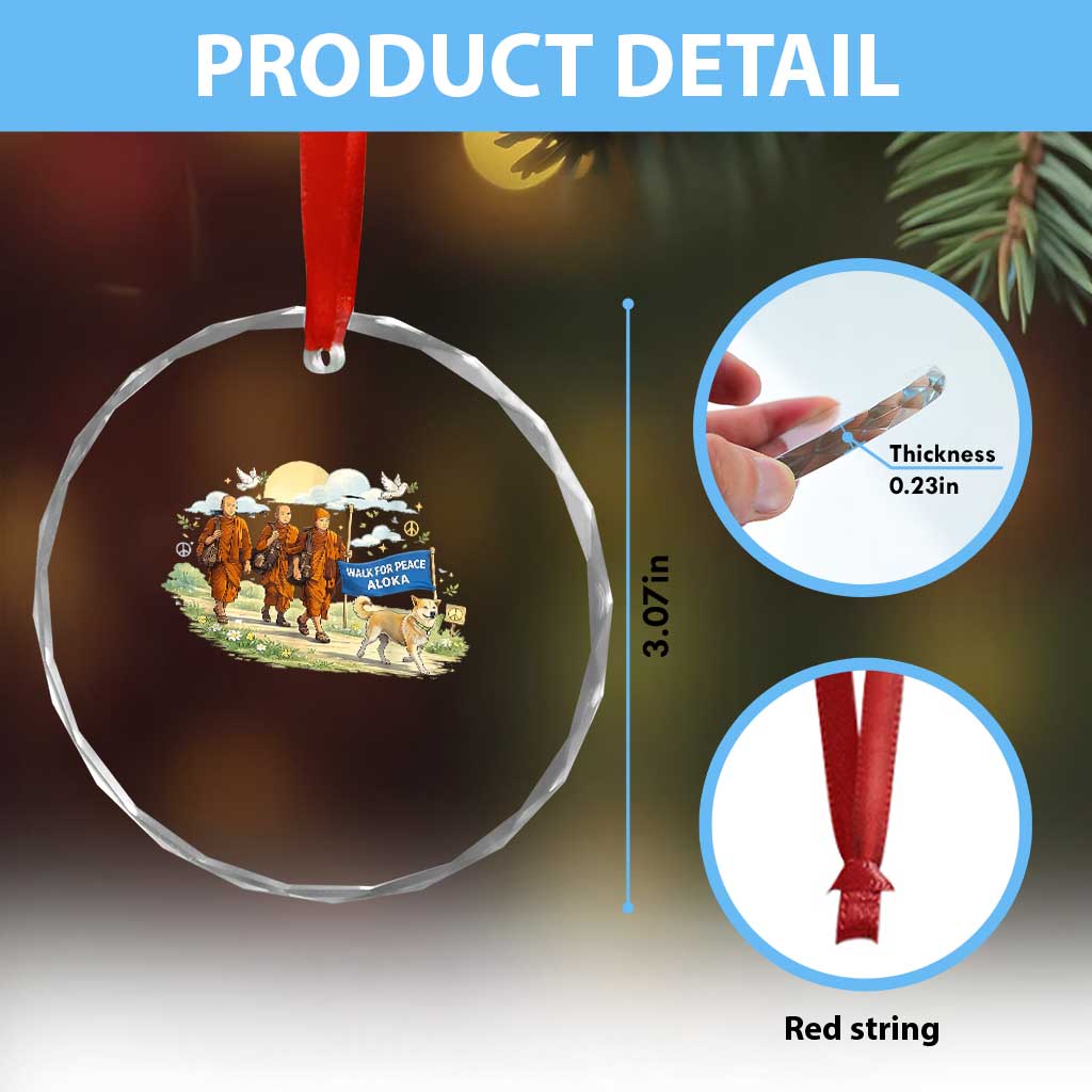 Walk for Peace Monks with Aloka the Dog Crystal Glass Ornament Spiritual Pilgrimage Buddhist Inspired TS02 Print Your Wear