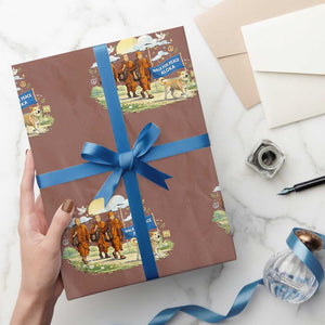 Walk for Peace Monks with Aloka the Dog Wrapping Paper Roll Spiritual Pilgrimage Buddhist Inspired TS02 Mocha Print Your Wear