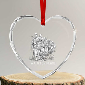 Walk for Peace Walking Monks and Aloka the Dog Heart Crystal Glass Ornament Buddhist Mindfulness Spiritual Religious Faith TS02 Transparent Glass 3'' Heart Print Your Wear