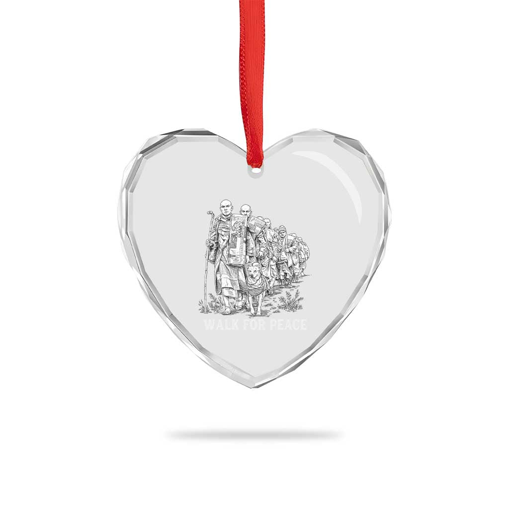 Walk for Peace Walking Monks and Aloka the Dog Heart Crystal Glass Ornament Buddhist Mindfulness Spiritual Religious Faith TS02 Print Your Wear