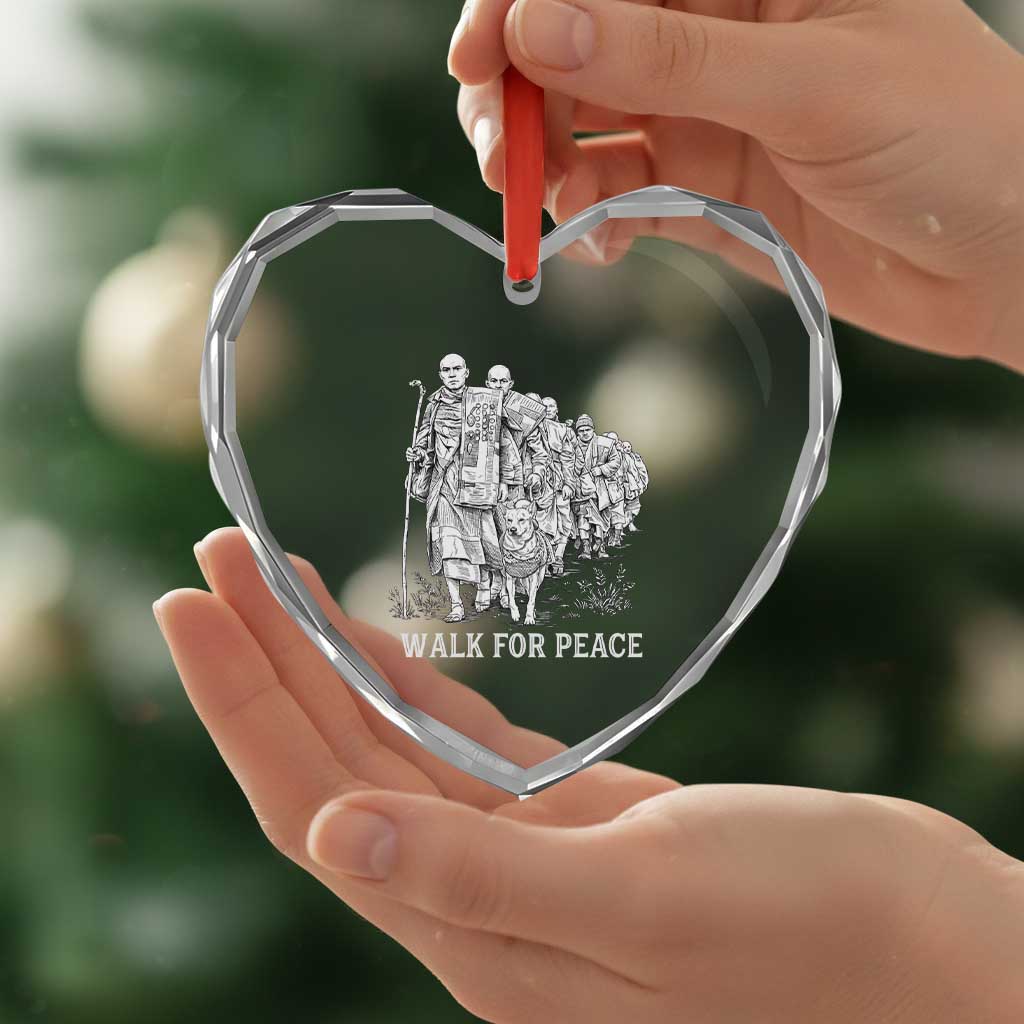 Walk for Peace Walking Monks and Aloka the Dog Heart Crystal Glass Ornament Buddhist Mindfulness Spiritual Religious Faith TS02 Print Your Wear