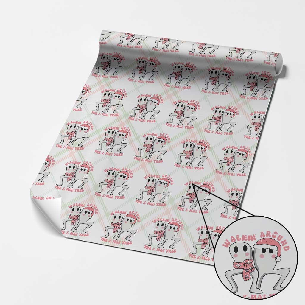 Walkin Around The Xmas Tree Wrapping Paper Roll Fresno Nightcrawler Cryptid Christmas Gift TS12 Christmas Plaid Print Your Wear