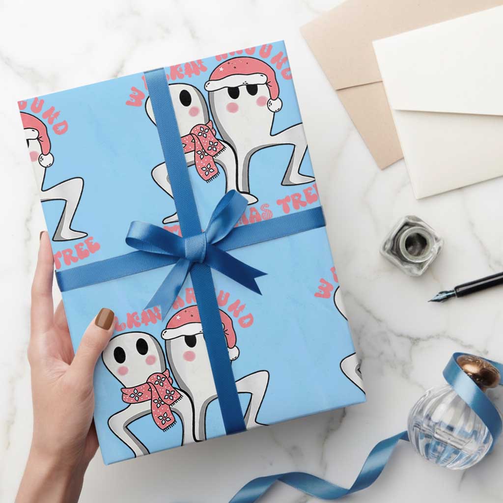 Walkin Around The Xmas Tree Wrapping Paper Roll Fresno Nightcrawler Cryptid Christmas Gift TS12 Light Blue Print Your Wear