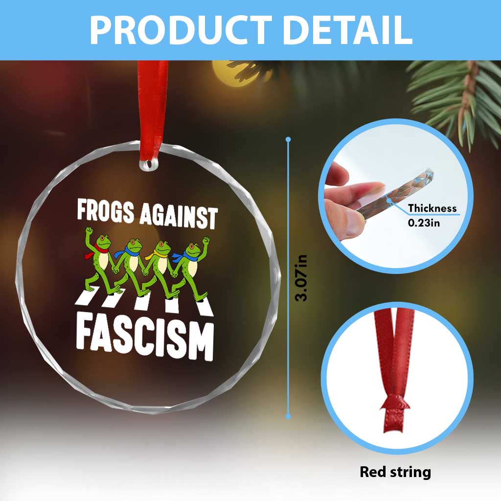 Walking Frog Against Fascism Crystal Glass Ornament Frogs Band Resistance Protest TS02 Print Your Wear