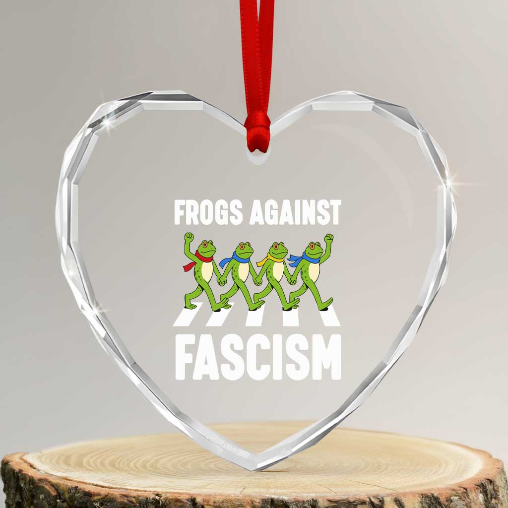 Walking Frog Against Fascism Heart Crystal Glass Ornament Frogs Band Resistance Protest TS02 Transparent Glass 3'' Heart Print Your Wear