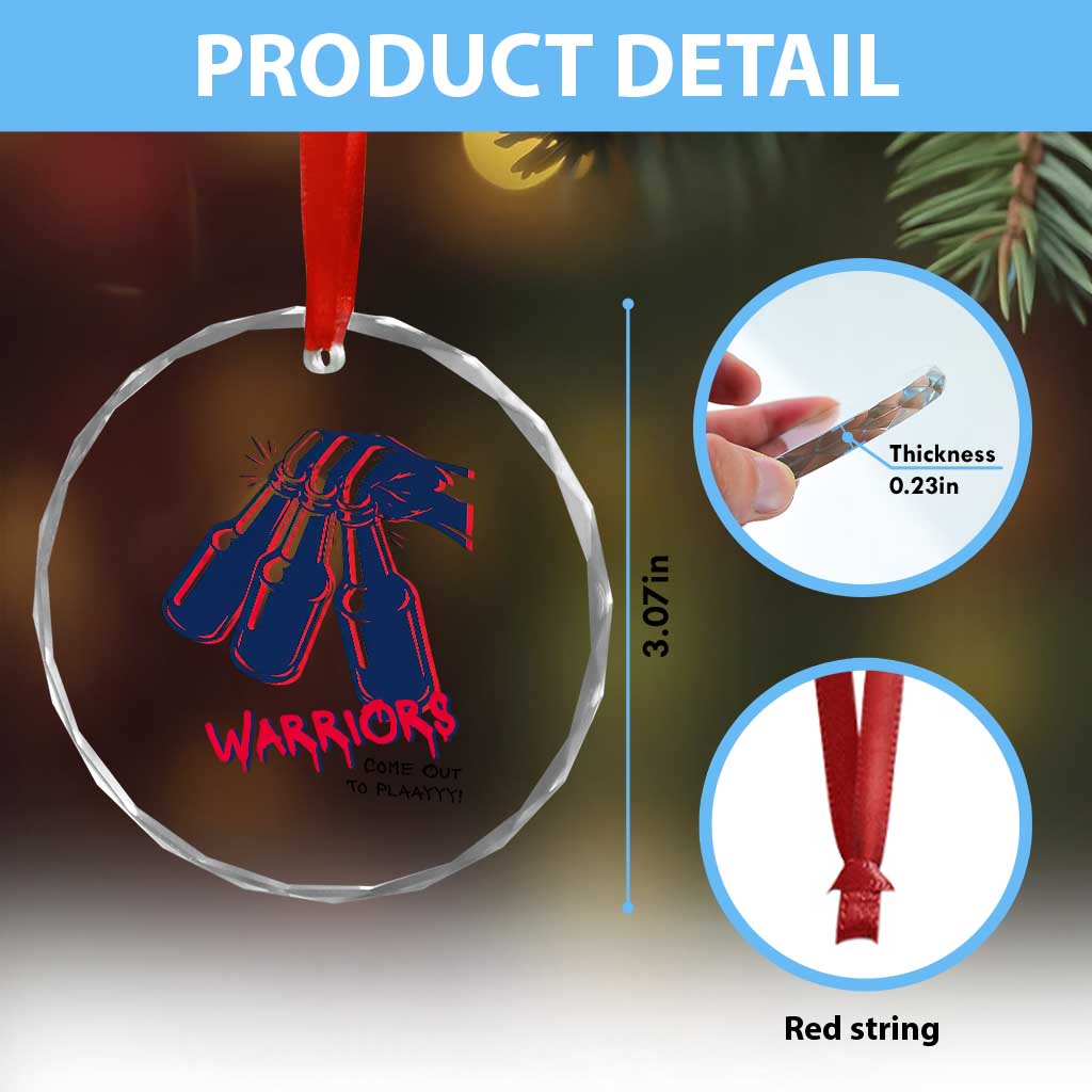 Warriors Come Out to Play Crystal Glass Ornament Energetic Game Day Patriot Motivation TS02 Print Your Wear