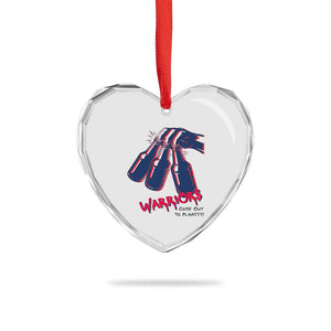 Warriors Come Out to Play Heart Crystal Glass Ornament Energetic Game Day Patriot Motivation TS02 Print Your Wear