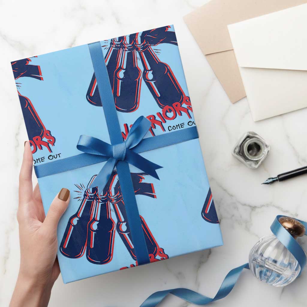 Warriors Come Out to Play Wrapping Paper Roll Energetic Game Day Patriot Motivation TS02 Light Blue Print Your Wear
