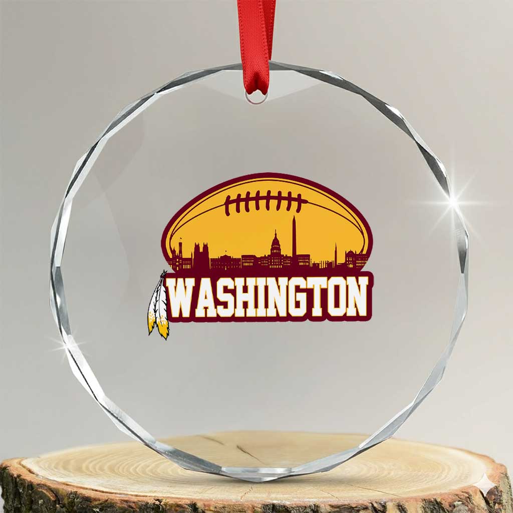 Washington Skyline Native American Feather Pride Crystal Glass Ornament Football Sports Fan TS02 Transparent Glass 3'' Circle Print Your Wear