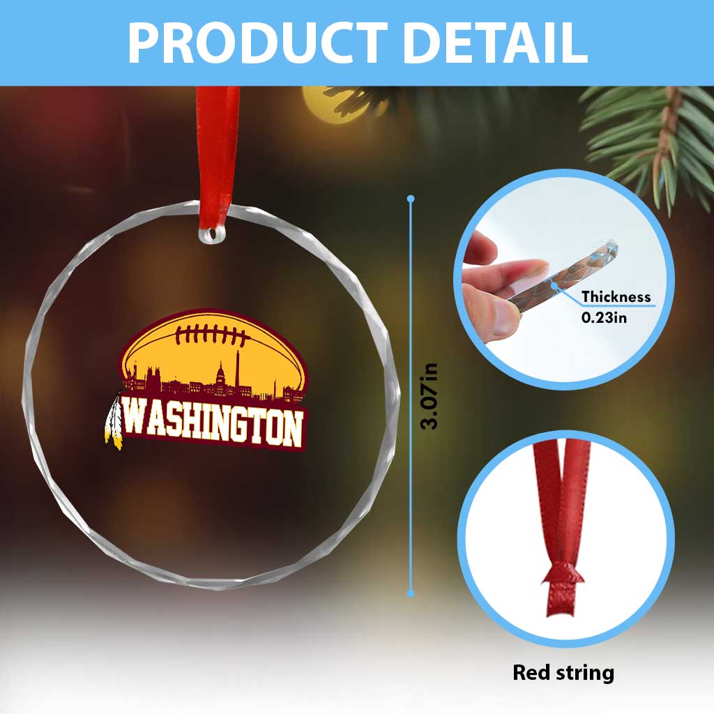 Washington Skyline Native American Feather Pride Crystal Glass Ornament Football Sports Fan TS02 Print Your Wear