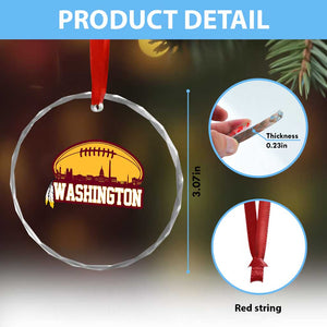 Washington Crystal Glass Ornament Football Native American Feather - Print Your Wear
