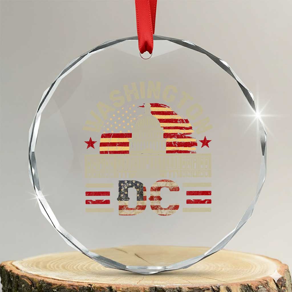 Washington DC Crystal Glass Ornament Retro US Flag Souvenir Gift TS10 Transparent Glass 3'' Circle Print Your Wear