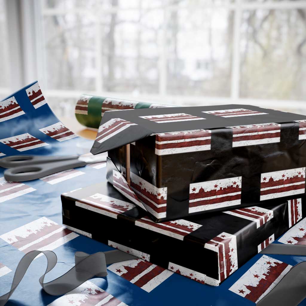Washington DC Flag Wrapping Paper Roll TS10 Black Print Your Wear